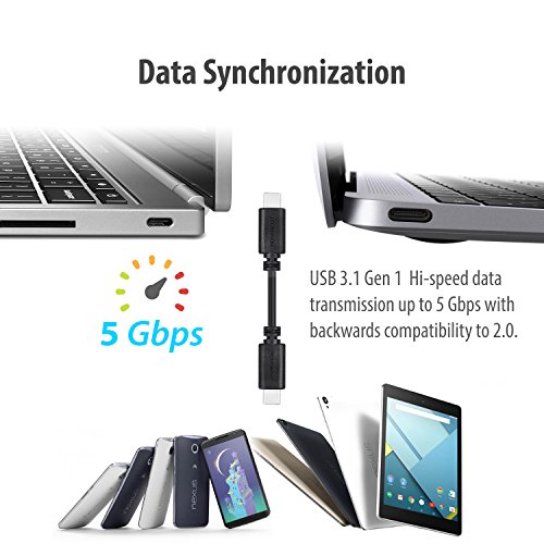HomeSpot USB 3.1, 20 cm kurzes USB-C auf USB Type-C Kabel, beidseitig einsteckbar, für Apple New MacBook, Chromebook Pixel, Nokia N1, Nexus 6P, Nexus 5X, Oneplus 2 usw. - 5
