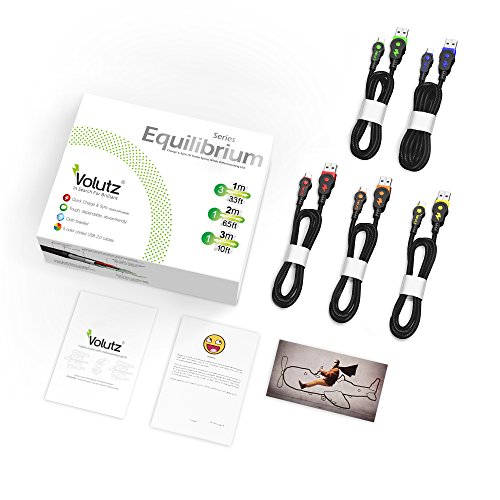 Volutz Micro USB Kabel, 5er Pack (3m, 2m, 3x 1m), nylonummanteltes Ladekabel, Quick Charge & Sync für Android Geräte, Samsung, Huawei, HTC, Sony u.v.m. – Equilibrium Serie - 7