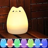 YOEEKU LED Nachtlicht Kinder Silikon LED Nachtlicht mit 7 Beleuchtung, Stimmung Lampe mit 1200mAh eingebaute Akku, Berührungssensor, Yoga Lampe, dimmbares Warmweiß/Farbwechsel mit Touch Schalter für Babys Zimmer,Schlafzimmer, Wohnräume, Camping, Picknick Indoor/Outdoor