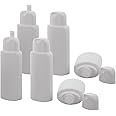 6 ovale Klappflaschen weiß 200ml, Kosmetex, leer zum Befüllen mit Gel, Lotion, Dusch Shampoo-Flasche, 6x Weiss