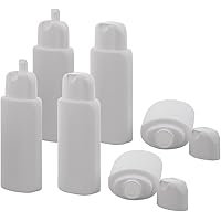 6 ovale Klappflaschen weiß 200ml, Kosmetex, leer zum Befüllen mit Gel, Lotion, Dusch Shampoo-Flasche, 6x Weiss