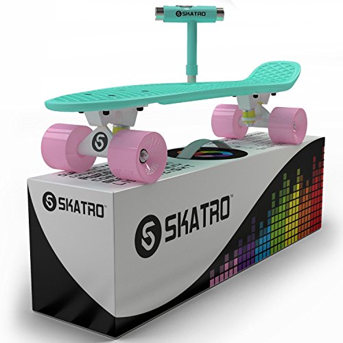 Skatro - Mini Cruiser Skateboard. 22x6inch Retro Style Plastic board Comes Complete. Model: Mint Bliss