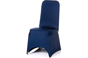Trimming Shop Spandex Navy Blue Chair Cover Stretch Fabric Removable Washable Protective Slipcovers for Weddings Banquets Ceremony Hotel Dining Parties Décor, 100pcs