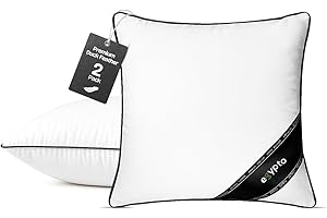 EGYPTO Pack of 2 White Duck Feather Cushion Inserts 50cm x 50cm – 100% Natural Cotton Down Proof Cover – Double Stitched Seams – Non Allergenic Feather cushions inner(Pack Of Two, 20" x 20")