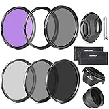 Kit de filtro de 52MM (Ultravioleta UV, Polarizador circular CPL, FLD fluorescente) + 52MM ND Set de densidad neutra (ND2, ND4, ND8) + Bolsa de transporte + 52MM Capucha de lente de goma plegable + 52MM Tapa a presión + Correa de mayordomo