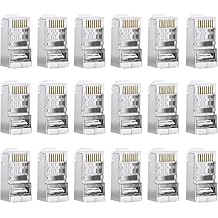 Sumind 50 Piezas Conductor Cat6 Conector RJ45 8P8C Blindado para STP Ethernet Network Cable Enchufe Modular