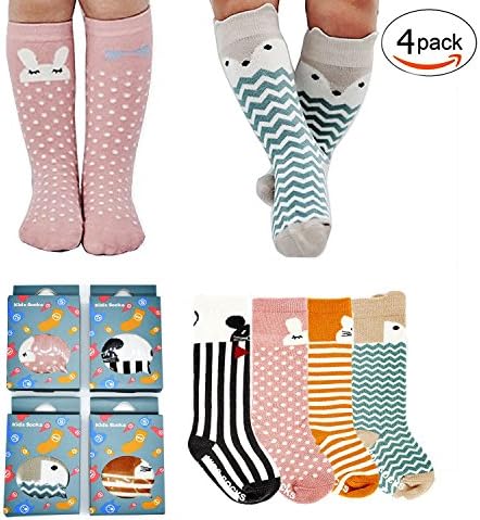 Baby Socks Anti-Skid Knee High Cotton Socks Cute Cartoon Pattern Stockings Infant Newborn Baby Breathable Socks for 0-2 Years old