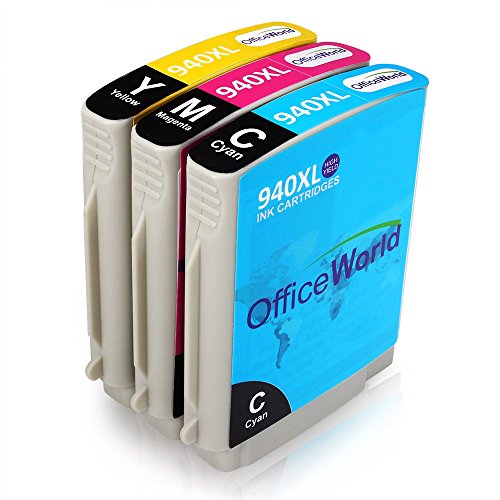 OfficeWorld Kompatible Patronen Ersatz für 940XL 3 Farbtintenpatronen Hohe Kapazität Kompatibel für Officejet Pro 8000 8500 A909A 8500A A910A (1 Cyan, 1 Magenta, 1 Gelb)