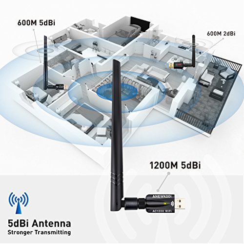 ANEWKODI 1200Mbps USB Wireless Adaptador USB 3 0 de Alta Velocidad WiFi Adaptador 5dBi Antena WiFi USB Tarjeta de Red Dual Band 2 4G   5 8G 867Mbps 802 11ac b g n Receptor WiFi Dongle WiFi para PC Windows 10   8 1   8 7   Vista MAC OS
