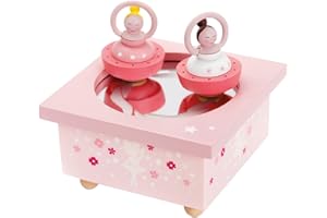 TROUSSELIER - Ballerines - Boîte à Musique Dancing - Idéal Cadeau de Naissance - 2 Figurines Amovibles - Fonctionnement Simple - Musique Sonate au Clair de Lune de Beethoven - Colori Rose