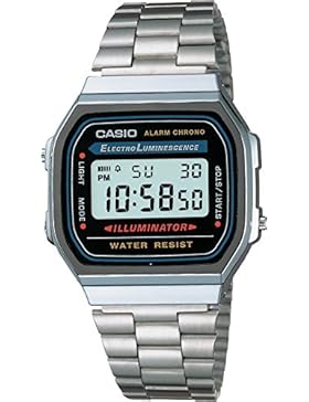 Casio Unisex Digital mit Edelstahl Armbanduhr A168WA 1YES