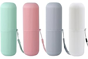 ANNCHILIO 4 Stück Zahnbürsten Etui Reise Set, Tragbar Zahnbürstenhülle, Zahnputzbecher Reisen, Zahnbürsten Etui Kinder, Zahnbürste Reiseetui, für Camping im Freien, Reisen und Geschäftsreise