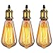 Produktbild GreenSun LED Lighting 3er Vintage Edison Lampenfassung E27 Fassung + Lampe Deckenfassung Sockel Lampenfuß Retro Hängelampe Halter Pendelleuchte Adapter DIY Lampenzubehör, Antique Brass