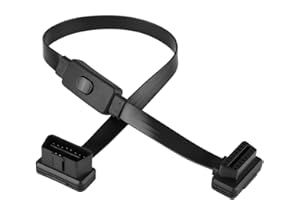 Fydun OBD2 przedłużacz 16-pinowy, wtyczka na gniazdo, 60 cm, uniwersalny do pojazdów OBD2, z włącznikiem/wyłącznikiem