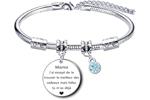 GUOYU Cadeau Mamie Bracelet Mamie Grand-mère,Cadeau Fête des Grand Mères,Cadeau de fête des mères,Bracelet Femme,Cadeau Anniversaire pour Mamie,Cadeau de Noël de Mamie