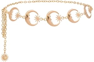 Liitata Moon Waist Chain Fashion Moon Belts Metal Link Body Chain for Jeans Dress Sweater Coat - Gold