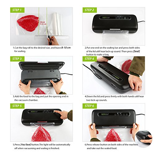 Razorri E5200-M Vakuumiergerät Vakuumierer – Folienschweißgerät 30cm Schweißnaht + Vakuumierschlauch / Starter Kit 5 Vakuumbeutel/ 1 Folienrolle - 7