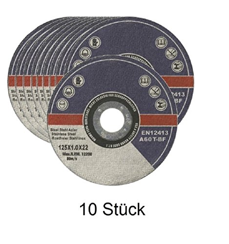 10 Stück EK Trennscheiben 125 x 1,0 x 22,23 mm