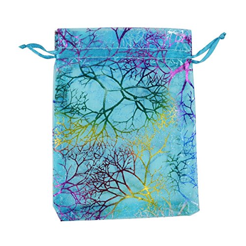 SUMERSHA Organza Schmuck Taschen Süßigkeit Beutel Schokoladen-Beutel Hochzeit Favor Geschenk-Beutel Blau 100 Stk. - 4