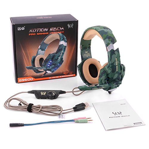 EasySMX Auriculares con Microfono  Cascos Gaming para Nueva Xbox One  Gaming Headset para PS4 con Control de Volumen  Compatible con Laptop PC y Smartphone Camuflaje 