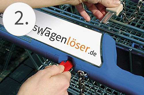 Set-Einkaufswagenchip Edelstahl / 3×4 Stück orange, grün, schwarz mit 12 Monaten Schlüsselschutz - 6