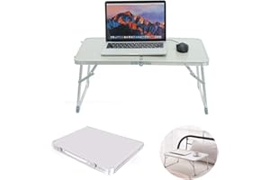 EFAN Laptop Bed Table - 60x40×26cm, Portable Lap Standing Desk for Bed and Sofa, Breakfast Bed Tray, Computer Desk, Folding Table for Outdoor Indoor Camping Picnic, White
