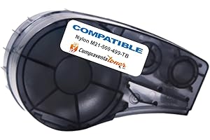 CVT COMPRAVENTATONER CVT - Etiquetas de nylon (SIN CHIP) compatible para Brady BMP21 Negro/Blanco M21-500-499-TB para impresoras matricial Bmp21-plus, BMP21, PaL, LABPaL, Bmp21-Lab