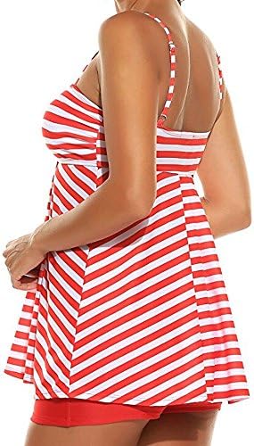 Zokra TM Tankini Women Plus Size Vintage Solid Striped Two Piece Tankini Swimdress Beach Wear Tankini Swimming Suit,S-5XL
