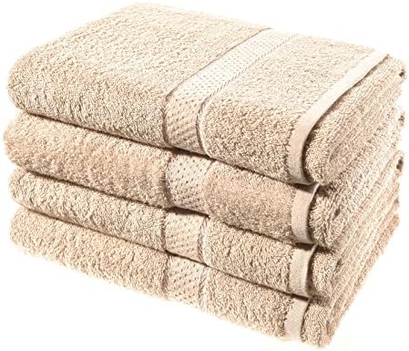 Pack of 4 High Quality Super Soft 100% Egyptian Cotton Bath Sheets Bath Shower Towels (Sand)