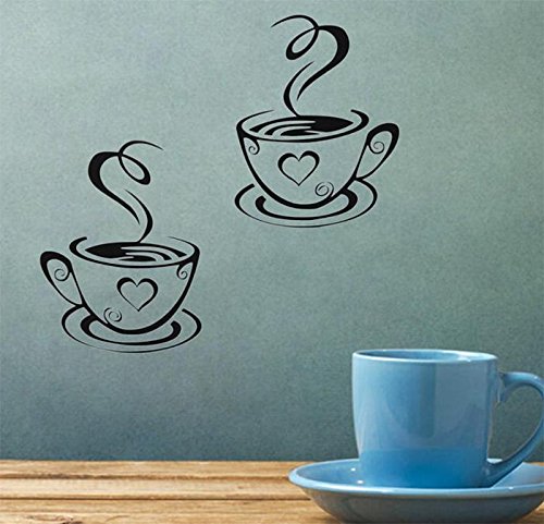 Lumanuby Wandtattoos Küche Wanddeko Kaffee Wandsticker Wandaufkleber für Glasfenster Café Esszimmer Und Restaurant - 7