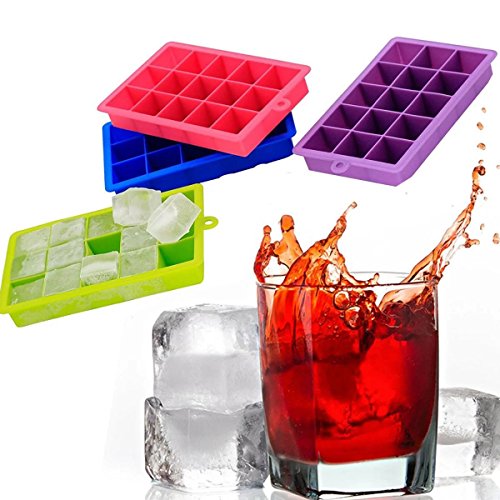 Vpsan 15er Eiswürfelform Pralinenform Schokoladenform aus Silikon für Eiswürfel, Schokolade usw,3,3cm Eiswürfel(Rot)