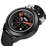 LLLS Men Fashion Sport Analogue Quartz Watches Black Business Casual Waterproof Men Watches Silicone Strap Chronograph