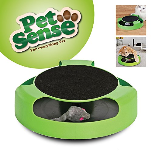 Juguete interactivo de atrapar el ratón, de Petsense, con tapete mullido para rascar,tamaño aproximado:25 x 6,5 cm