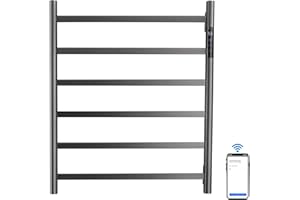 LNXGJJ Scaldasalviette Elettrico WiFi Intelligente Radiatore Scaldasalviette 50 * 58 cm 75 W Termoarredo Elettrico da Bagno Controllo Vocale Grigio Pistola 6 Canne Asciugabiancheria