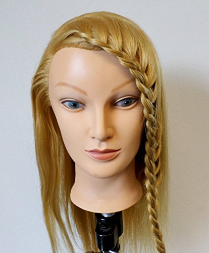 NEU – FP Übungskopf „Leana“ 100 % Synth. Proteinhaar ca. 45 cm – blond + Tischhalter (Versand aus Deutschland!) - 5