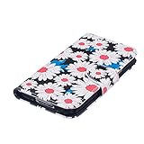 FESELE Bunt Blume Schutzhülle für [Samsung Galaxy S5] Brieftasche Hülle Leder Tasche Flip Case Handyhülle mit Standfunktion und Magnetverschluss, Samsung Galaxy S5 Bookstyle Wallet Flip Hülle Kartenfach Ledertasche Leder-Mappen-Karten-Slot-Abdeckung für Samsung Galaxy S5 + Blau Eingabestift Stylus Touch Pen-Rosa Sonnenblume - 4
