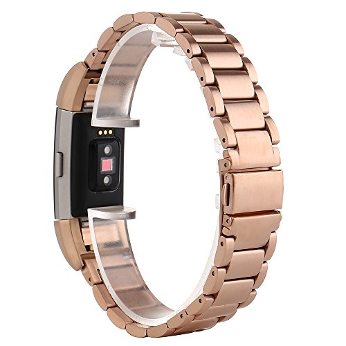 Fitbit Charge 2 Armband, PEMOTech [luxuriös, strapazierfähig, klassisch] verstellbares Ersatzarmband aus rostfreiem Stahl für Armbanduhr Fitbit Charge 2, Umfang von Handgelenk ist 5.5″-8.1″ (140mm-205mm)