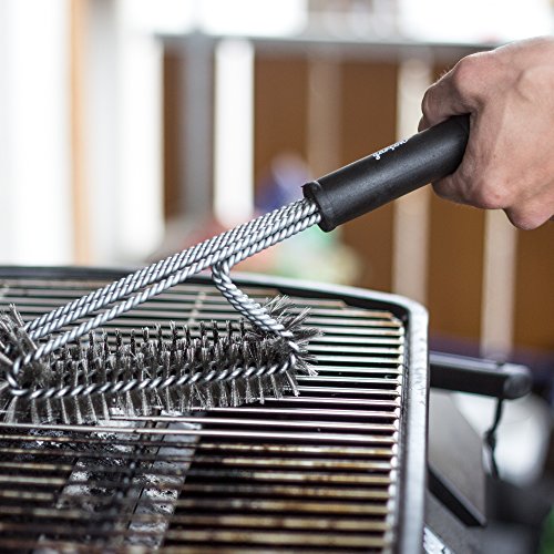 Profi Grillbürste mit extra langem Griff (45cm) – 3x schnellere Grillrost-Reinigung durch 3 in 1 Edelstahl-Bürsten – Ideal zum Reinigen eines Holzkohle-, Gas oder Elektro-Grills - 6