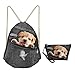 Produktbild Leichte kleine Kordelzugbeutel 2-teilige Sets Kosmetik Make Up Reißverschlussbeutel Lustige 3D Katzenmuster Rucksäcke (Color : Puppy Dog Set, Size : -)