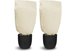 Photener Tessuto Non Tessuto per Piante 100 x 80 cm 2 Pezzi, 80 g/m², Telo per Piante Inverno Antigelo, Telo Copri Piante Inverno, Antivento e Antigelo con Cerniera e Cordoncino, Facile da Installare