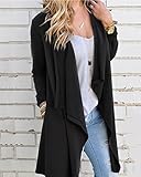 Damen Asymmetrisch Langarm Pullover Outwear Jacke Trenchcoat Cardigan Parka Strickwaren - 2
