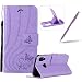 Produktbild Herz Schmetterlings Blumen Geprägte PU Leder Tasche Hülle Case für Huawei P20 Lite, Herzzer Persönlichkeit Lines Handyhülle Flip Wallet Cover Weiche Innere Silikon Bumper Bookcase mit Magnet Kartenfächer Schutzhülle für Huawei P20 Lite - Lila