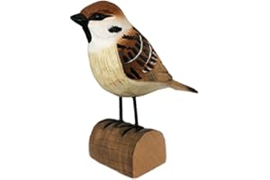 your castle Pájaro decorativo, gorrión hecho a mano en madera de tilo, en caja de regalo, 12 x 12 cm