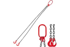 Lfhelper Catena di arresto per catena, 2 m, 2 fili, gancio per gru, diametro 8 mm, catena per sollevamento motore, G80, in acciaio Mn, catena di arresto 3T, classe con gancio per gamba