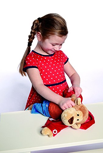 Sigikid 40989 – Mädchen und Jungen, Stofftier Lern-Affe, Spielerisch An Ausziehen lernen, rot/dunkelblau - 10