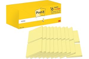 Post-it Notes Canary Yellow, Value Pack - 20 Pads, 100 Sheets per Pad, 76 mm x 76 mm, Canary Yellow - Self-Stick Notes for Note Taking, to Do Lists & Reminders, School and Office Supplies