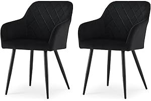 ‎CLIPOP CLIPOP Esszimmerstühle 2er Set, Küchenstuhl Samt Bezug Wohnzimmerstuhl Polsterstuhl mit Armlehne Metallbeine Polstersessel Stuhl für Esszimmer Wohnzimmer Küche (2, Samt Schwarz)