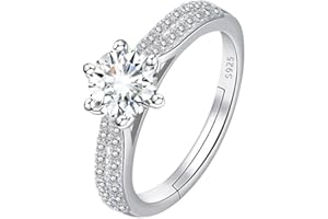 TOFBS Argento Sterling 925 Anello per Donna Ragazze Cubic Zirconia Anello Aperto Regolabile Romantico Halo Anello per Fidanzamento Promessa Matrimonio Anniversario San Valentino