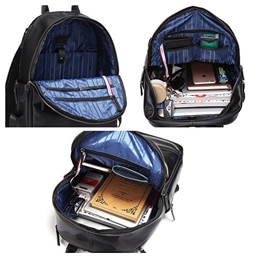 BISON DENIM 14 Zoll Laptop Rucksack Backpack Lederrucksack Schulrucksack f  r Arbeit Campus Studenten Outdoor Reisen Wandern mit Gro  er Kapazit  t  B