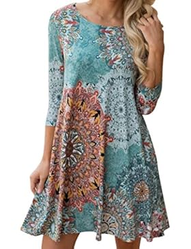 Honestyi Damen Lange Ärmel Jahrgang Boho Maxikleider Abendkleider Partykleider Strand Blumen Kleid Minikleid Minikleid...
